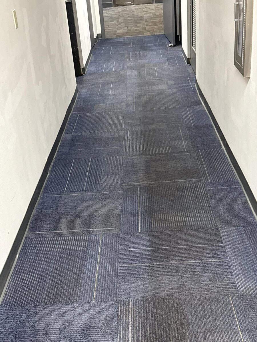 Commercial carpet results style photo from a Duval Floor Care Facebook job