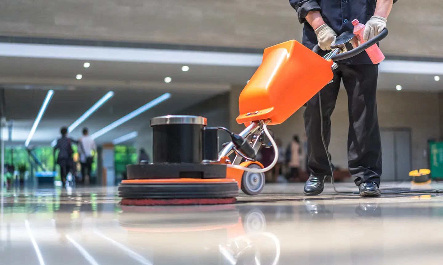 Commercial hard-floor cleaning with buffer
